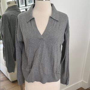 525 Gray polo long sleeve Women's Sweater